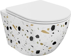 Mexen Lena wc-kom Rimless met langzaam sluiten slim, duroplast, witte terrazzosteen - 30224096