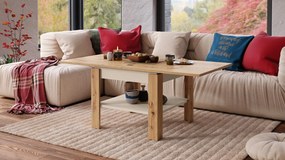 LEO Artisan Eiken / beige - KOFFIETAFEL MET UITKLAPBAAR BLAD