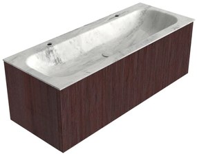 Mondiaz Kurve-dlux 120cm badmeubel ruby met 1 lade en wastafel big large midden 2 kraangaten opalo