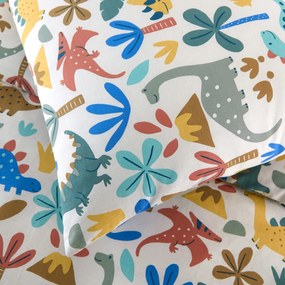 Kussensloop voor kinderen, 30% gerecycled katoen, dinosaurusprint, DINO