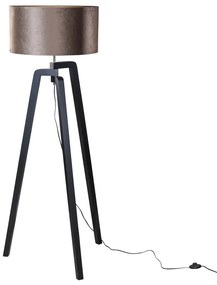 Vloerlamp zwart met velours kap bruin 50cm - Puros