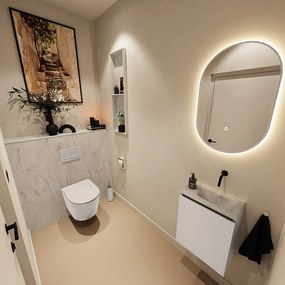 Mondiaz Ture DLux toiletmeubel 40cm linen met wastafel opalo rechts zonder kraangat