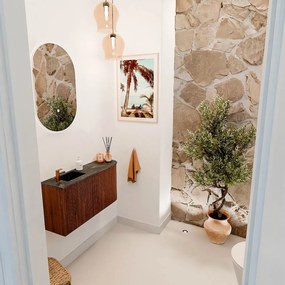 Mondiaz Joya DLux 80cm toiletmeubel ronding rechts ruby met wastafel faye links 1 kraangat lava
