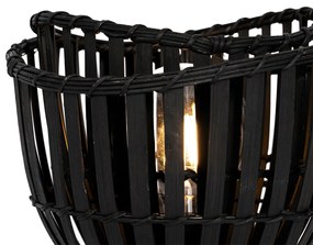 Oosterse tafellamp zwart bamboe - PuaOosters E27 rond Binnenverlichting Lamp