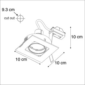 Set van 6 Vierkante inbouwspot messing draai- en kantelbaar - Artemis GU10 Binnenverlichting Lamp