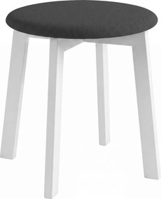 Mazzoni ZOI Zwart (stof Storm 100)/wit beuken onderstel - RONDE GESTOFFEERDE KRUK VOOR KEUKEN/WOONKAMER