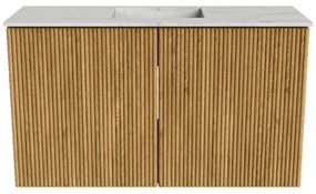 Mondiaz Joya DLux 70cm toiletmeubel oak met wastafel faye midden zonder kraangat opalo