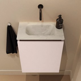 Mondiaz Ture DLux toiletmeubel 40cm rosee met wastafel opalo midden zonder kraangat