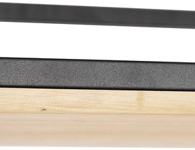 Industriële hanglamp zwart met hout 5-lichts - Shelf