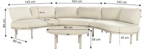 Hoek loungeset 4 personen Aluminium Taupe  Hartman Palma