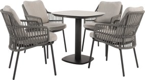Manolo Alicante dining tuinset 75x75xH75 cm 5 delig keramiek antraciet Taste 4SO