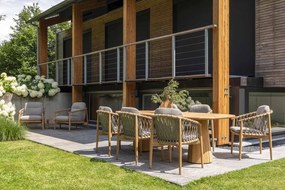 4 Seasons Outdoor Nora tuinset naturel teak met Capri tafel 240 x 110 cm SALE Tuinset beige weerbestendig