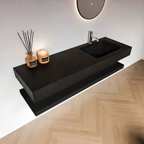 Zaro Alan badmeubel 140cm met planchet urban en vrijhangende wastafel cloud rechts 1 kraangat urban