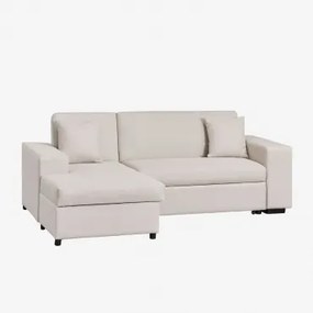 3-zits Chaise Longue Slaapbank In Umay-stof Stof Beige - Sklum