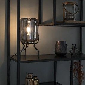 Design tafellamp zwart met smoke glas - Bliss
