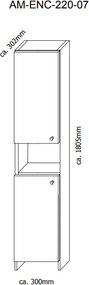 Plazan Basic kolomkast 30x180cm eiken