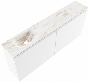 Mondiaz Ture DLux toiletmeubel 120cm talc met wastafel frappe links met kraangat