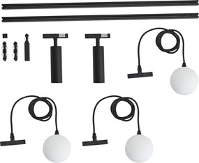 Modern railsysteem zwart met 2 spots en 3 hanglampen 1-fase - Slimline Uzzy Eira