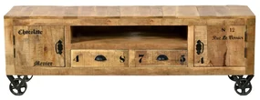 Tv-meubel Rustiek Mangohout 200 Cm - 200x40x55cm.