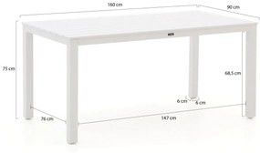 Apple Bee Hawaii/Menzano 160cm dining tuinset 5-delig stapelbaar