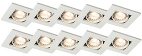 Set van 10 inbouwspots wit - Qure Modern GU10 vierkant Binnenverlichting Lamp