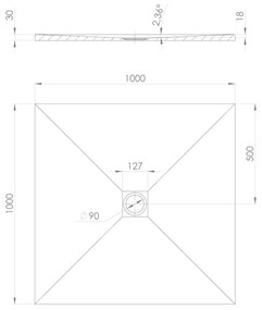 Polysan Treneca douchebak 100x100cm grijs mat
