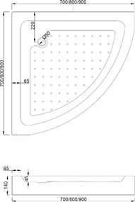 Mexen Rio ronde douchecabine 70 x 70 cm, transparant, chroom + douchebak, wit - 863-070-070-01-00-4710