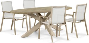 Tuinset 4 personen 220 cm Aluminium Zand/Beige Lifestyle Garden Furniture Fiora/Brookline