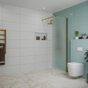 Fortifura Galeria inloopdouche - 70x200cm - mat glas - wandarm - Geborsteld koper PVD (Koper) SW797924/SW876702