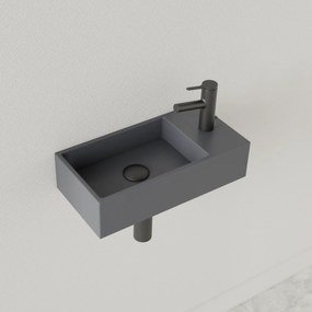 Sanigoods Nano fontein rechts leigrijs met kraangat 36x18cm