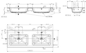 Muebles Avila badmeubel ribbelfront 120cm macchiato met dubbele wastafel zonder kraangaten