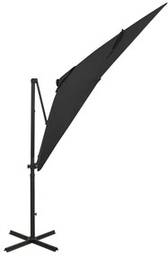 vidaXL Zweefparasol met paal en LED-verlichting 250 cm zwart
