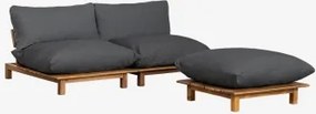 2-delige Modulaire Relaxfauteuil Met Voetenbank In Acaciahout Brina Grijs – Grafiet - Sklum