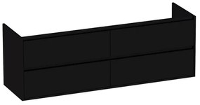Saniclass New Future Wastafelonderkast - 160x46x55cm - 4 greeploze softclose lades - 2 sifonuitsparingen - MDF - hoogglans zwart 10615