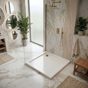 Douchebak Rea Belmond White 90x90 Brush Gold