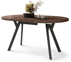 ALMO Eiken Bruin/Zwarte poten - RONDE LOFT/INDUSTRIËLE TAFEL VOOR WOONKAMER/EETKAMER, UITSCHUIFBAAR