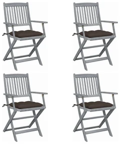 vidaXL Tuinstoelen 4 st inklapbaar met kussens massief acaciahout
