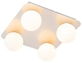 Moderne badkamer plafondlamp staal vierkant 4-lichts - Cederic Modern G9 IP44 Lamp