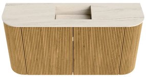 Mondiaz Joya DLux 85cm toiletmeubel ronding links/rechts oak met wastafel faye midden zonder kraangat meli