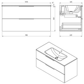 Sapho Cirasa wastafel onderkast 100x46x52cm wit glans