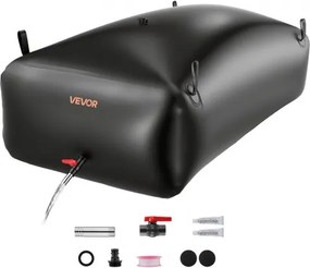 VEVOR waterzak, 1000 liter waterzak met kraan, opvouwbare en draagbare waterzak gemaakt van 1000D PVC, wateropslag voor irrigatiesystemen, droogtebestendig en voor noodhulp, zwart