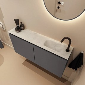 Mondiaz Ture DLux toiletmeubel 100cm dark grey met wastafel opalo rechts met kraangat