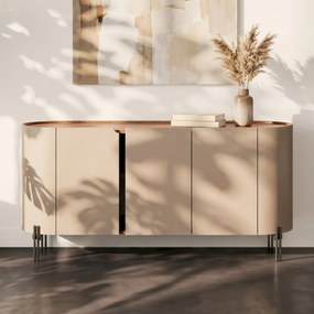 Design Dressoir Beige Leer - 150x40x75cm.