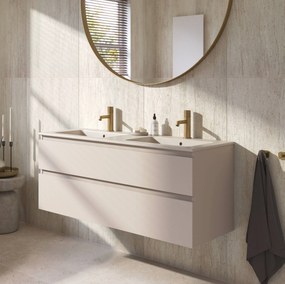 Ben Tendenza badmeubel incl. keramische wastafel met 2 kraangaten 120x46x62cm zand