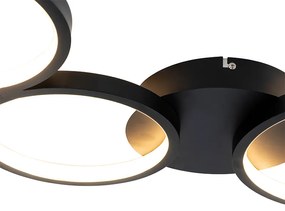 Design plafondlamp zwart incl. LED 3-staps dimbaar 3-lichts - Pande Design rond Binnenverlichting Lamp