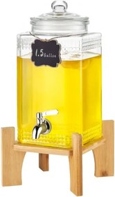 VEVOR Drankdispenser, 1,5 gallon feestdrankdispenser, glazen sapdispenser met standaard, roestvrijstalen kraan, ijsthee limonade sapwaterdispenser, voor restaurants, hotels, feesten