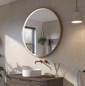 Ben Callisto ronde spiegel met LED verlichting en anti-condens Ø100cm geborsteld koper
