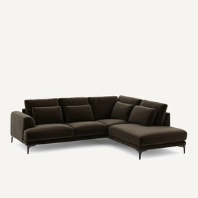 Rechtse hoekbank met leuning in fluweel, Marsile