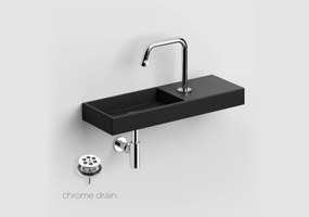 Clou Mini Wash Me keramische fontein 56cm zwart mat met Kaldur toiletkraan chroom