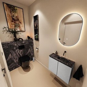 MONDIAZ TURE-DLUX 60cm toiletmeubel Plata. EDEN wastafel Lava positie rechts. Zonder kraangat. TUREDX60PLAR0LAV